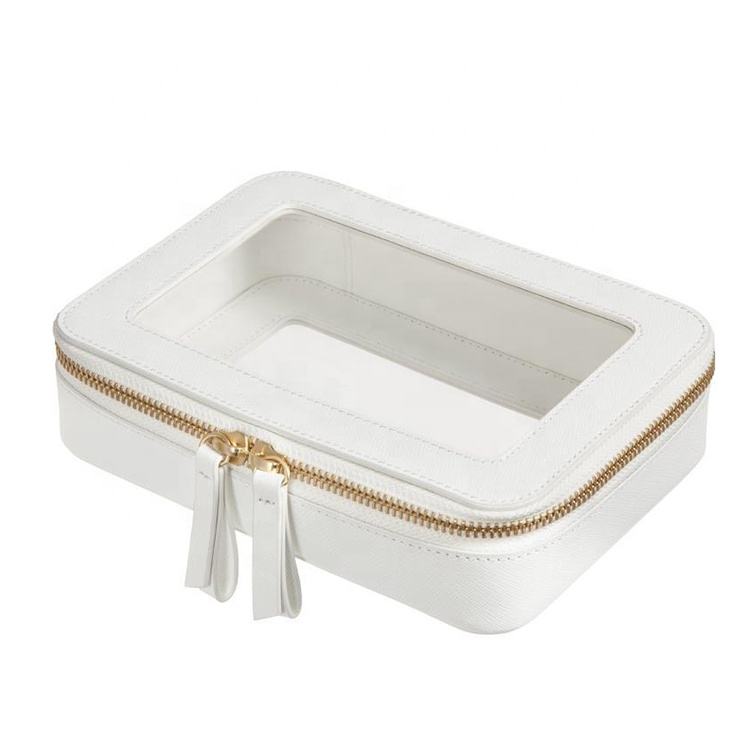 化妆包 & 案例美容工具箱定制标志皮革透明透明化妆品旅行豪华化妆包